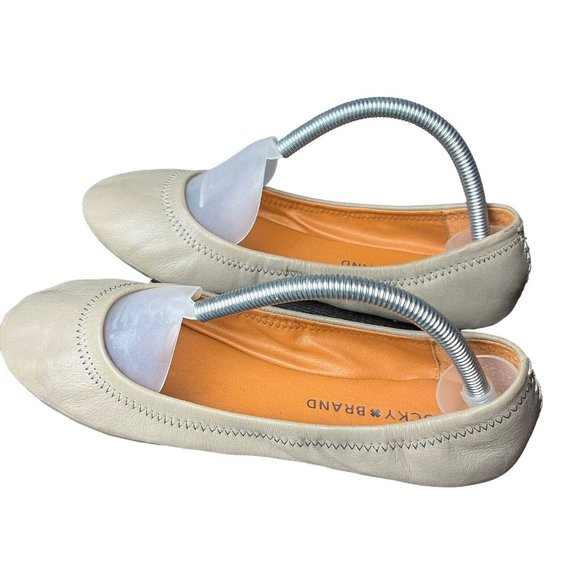 Lucky Brand Shoes - Lucky Brand‎ Emmie Ballet Leather Flat Slip On Light Gray Shoes Women's Size 7